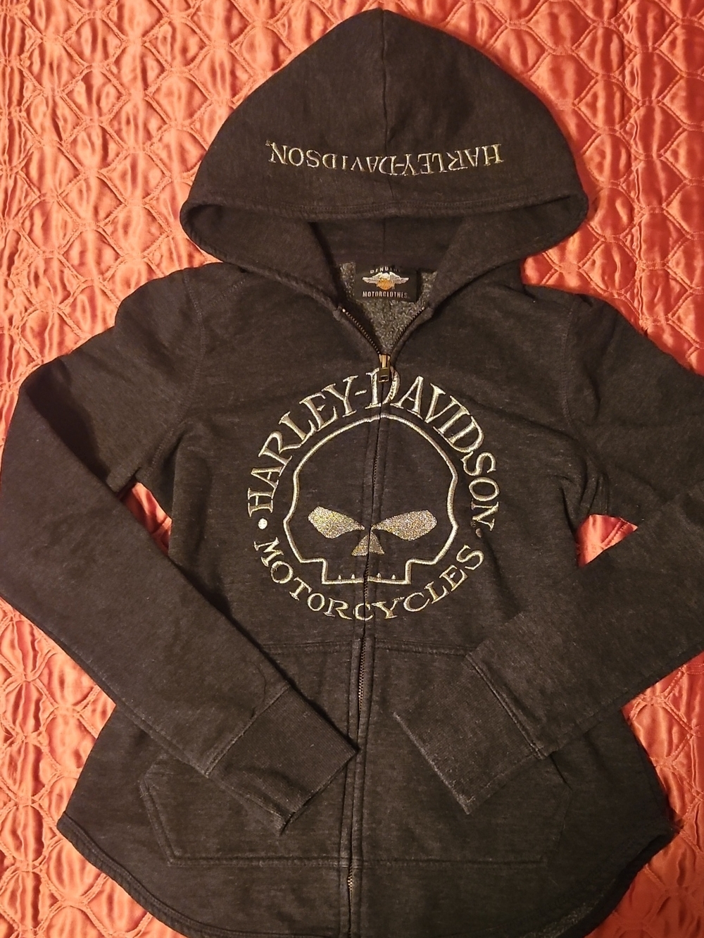 Emo Harley Davidson Dark Grey Hoodie Women's Size S